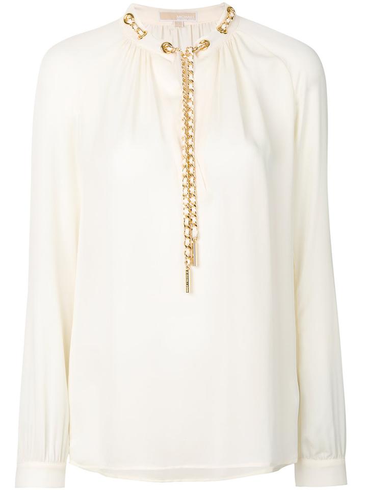 Michael Michael Kors - Chain Applique Top - Women - Silk - Xs, White, Silk