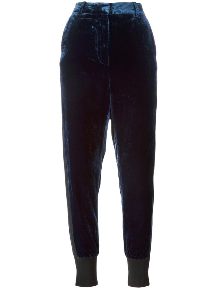 3.1 Phillip Lim Gathered Ankle Velvet Trousers - Blue