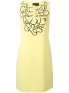 Boutique Moschino Ruffled Print Shift Dress, Women's, Size: 44, Yellow/orange, Polyester/spandex/elastane