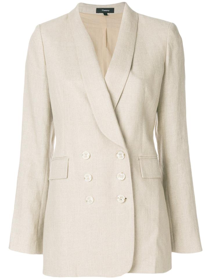 Theory Shawl Lapel Double-breasted Jacket - Nude & Neutrals