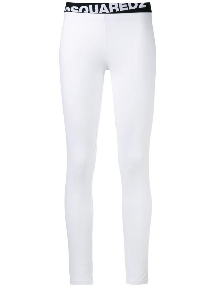 Dsquared2 - Logo Print Leggings - Women - Cotton/spandex/elastane - L, White, Cotton/spandex/elastane