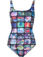 Jeremy Scott Tv Print Swim Suit