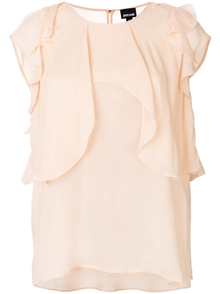Just Cavalli Sleeveless Ruffle Blouse - Nude & Neutrals