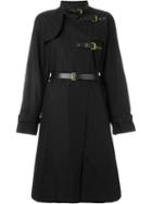 Isabel Marant Buckle Fastening Coat, Women's, Size: 36, Black, Calf Leather/cotton/linen/flax