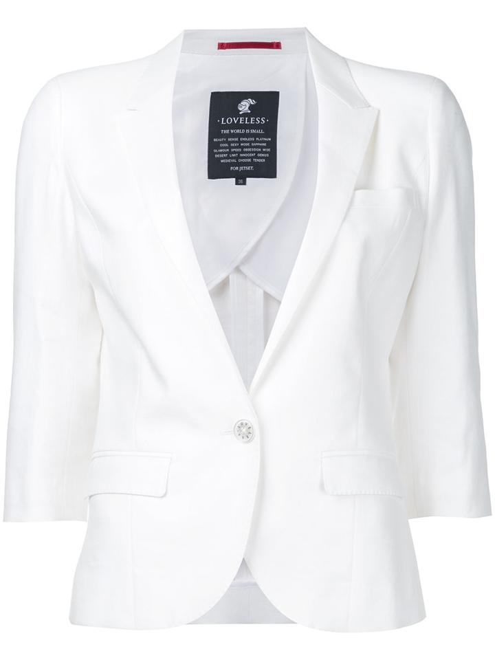 Loveless - Short Sleeved Blazer - Women - Cotton/linen/flax/tencel - 7, White, Cotton/linen/flax/tencel