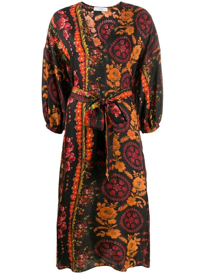 Roseanna Floral Wrap Dress - Brown