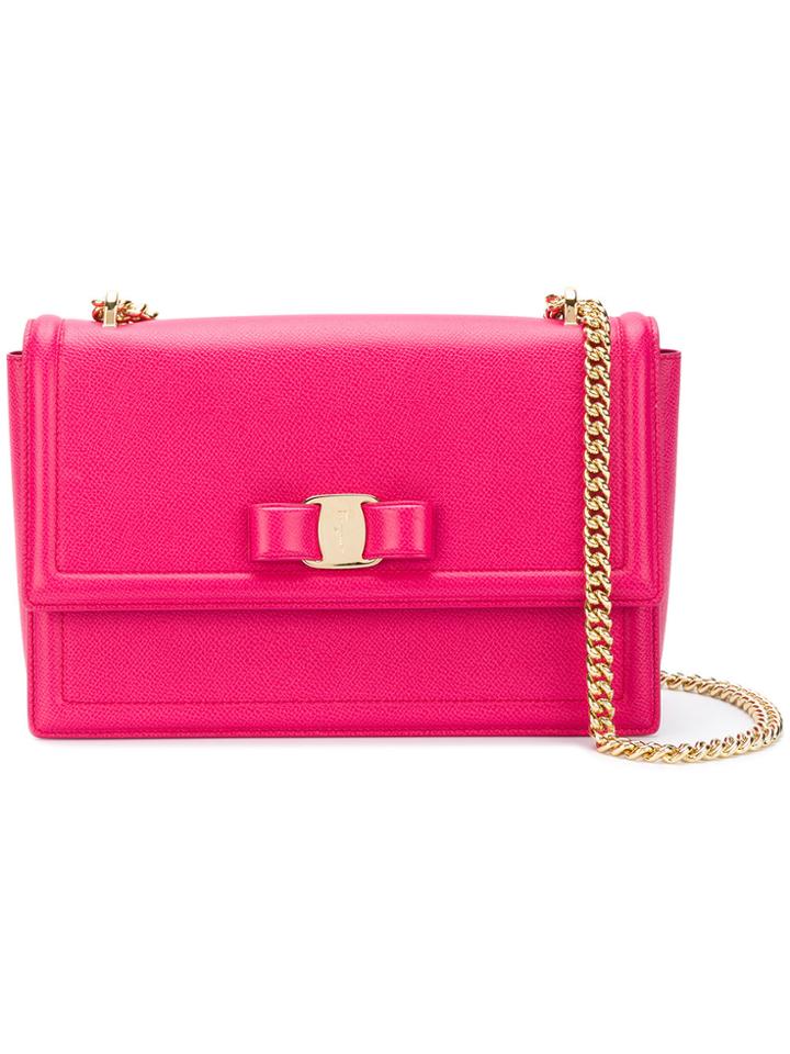 Salvatore Ferragamo Vara Bow Flap Shoulder Bag - Pink & Purple