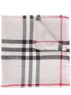 Burberry Metallic Check Silk And Wool Scarf - Neutrals