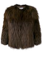 Prada Fox Fur Cropped Jacket - Brown