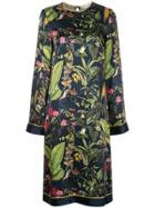 Oscar De La Renta Botanical Print Midi Dress - Blue