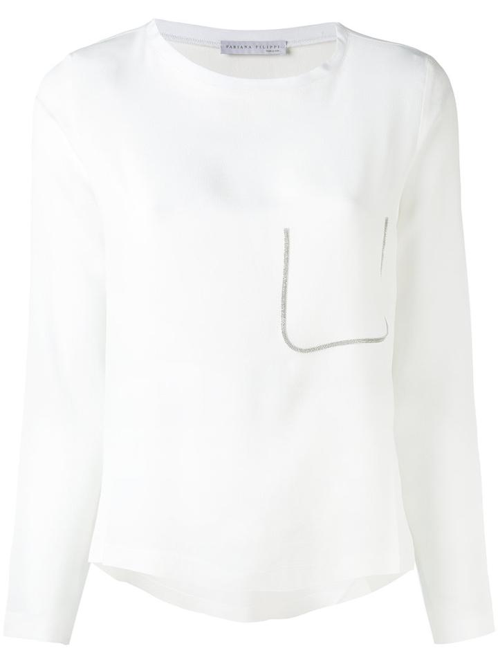 Fabiana Filippi - Long Sleeve Top - Women - Silk/cotton/acetate - 46, White, Silk/cotton/acetate