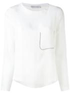 Fabiana Filippi - Long Sleeve Top - Women - Silk/cotton/acetate - 46, White, Silk/cotton/acetate