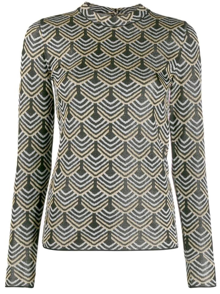Paco Rabanne Metallic Print Top - Black