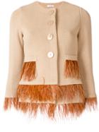 Charlott Feather Embellished Jacket - Nude & Neutrals