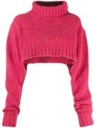 Y's Cropped Roll Neck Jumper - Pink