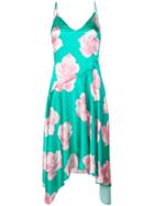 Fleur Du Mal Rose Print Midi Dress - Green