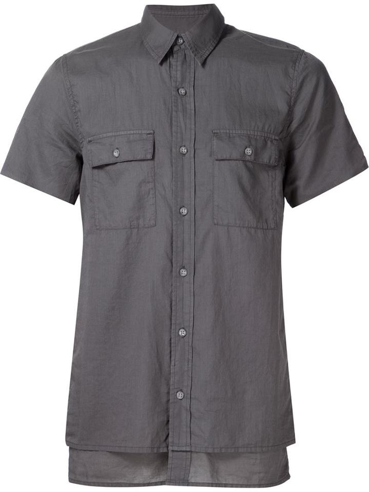 John Elliott Chest Pockets Short Sleeves Shirt, Men's, Size: Large, Grey, Cotton