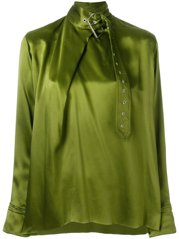 Marques'almeida Satin Buckle-neck Blouse - Green
