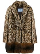 Prada Leopard Print Single-breasted Coat - Black