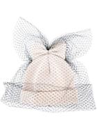 Federica Moretti 'veil And Bow' Beanie, Women's, Nude/neutrals, Polyester/virgin Wool