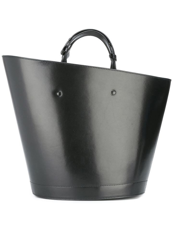 Maison Margiela Bucket Tote, Women's, Black, Cotton/calf Leather/polyester