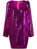 Msgm Sequinned Dress - Purple