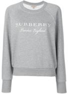 Burberry - Logo Embroidered Sweatshirt - Women - Cotton/polyester - S, Grey, Cotton/polyester