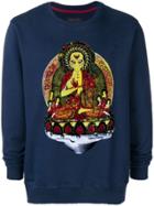 Frankie Morello Distressed Ufo Print Sweatshirt - Blue