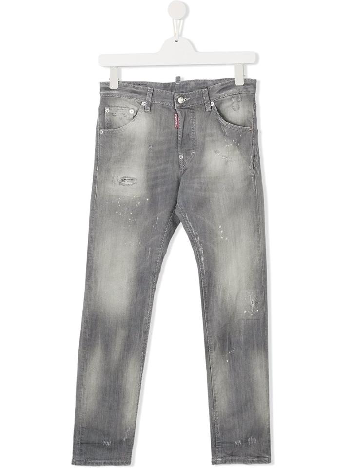 Dsquared2 Kids Distressed Slim Fit Jeans, Boy's, Size: 14 Yrs, Grey