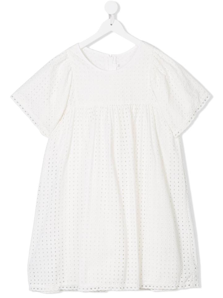 Chloé Kids Broderie Anglais Dress - White