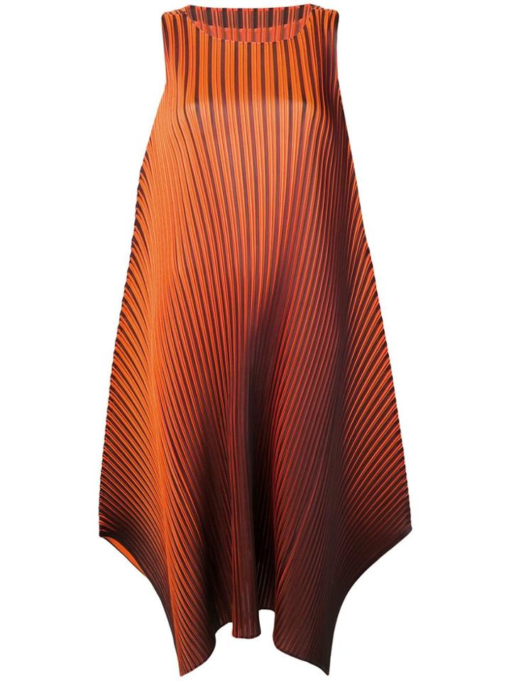 Pleats Please By Issey Miyake Pleated Asymmetric Dress - Orange