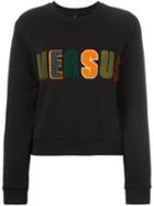 Versus Textured Logo Sweatshirt, Women's, Size: Medium, Black, Cotton
