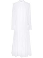 Valentino Pleated Cotton-blend Poplin Dress - White
