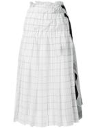 Sacai Grid Print Skirt - White