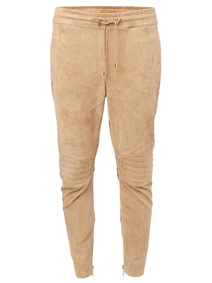 Balmain Tapered Trousers, Women's, Size: 36, Brown, Lamb Skin