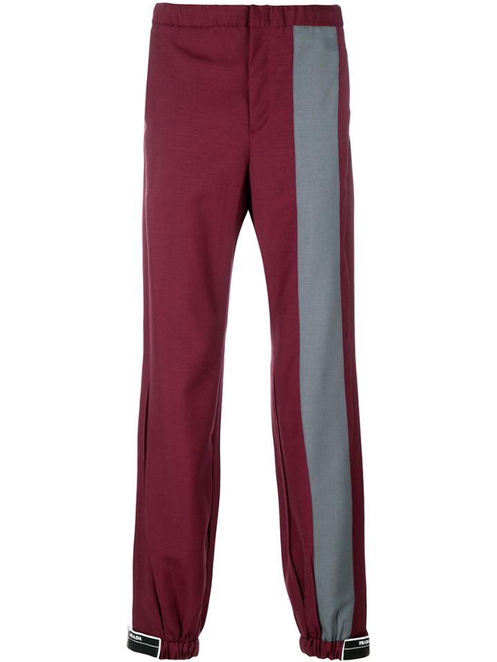 Prada Band Striped Trousers - Red