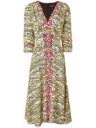 Saloni Tiger Print Flared Dress - Brown