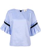 Semicouture Pleat Sleeved Shirt - Blue
