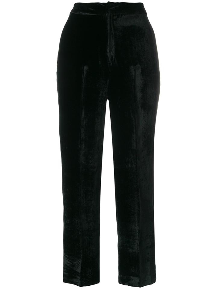 Pt01 Wide Leg Velvet Trousers - Black