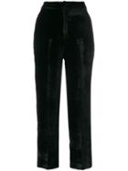 Pt01 Wide Leg Velvet Trousers - Black