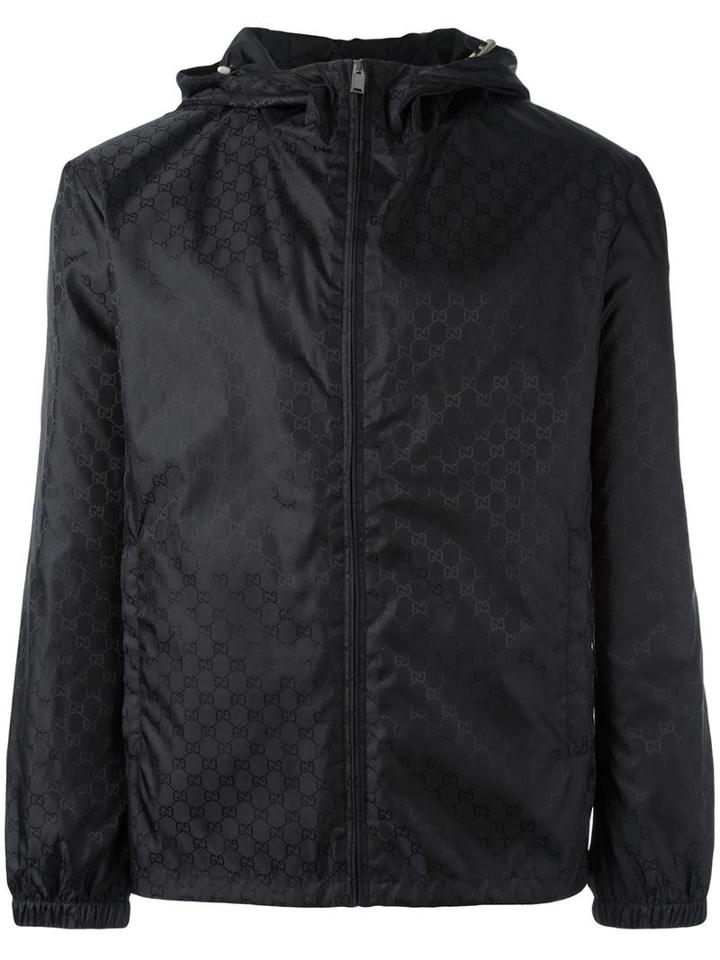 Gucci Gg Jacquard Hooded Jacket, Size: 52, Black, Polyamide/polyester