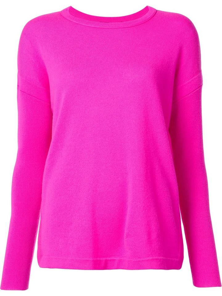 Magaschoni Round Neck Jumper, Women's, Size: Medium, Pink/purple, Cashmere