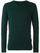 Roberto Collina V-neck Jumper, Men's, Size: 50, Green, Merino/camel Hair/nylon