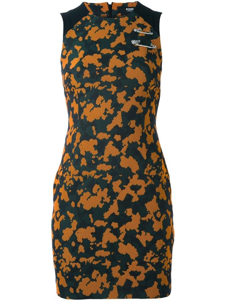 Versus Camouflage Print Fitted Dress