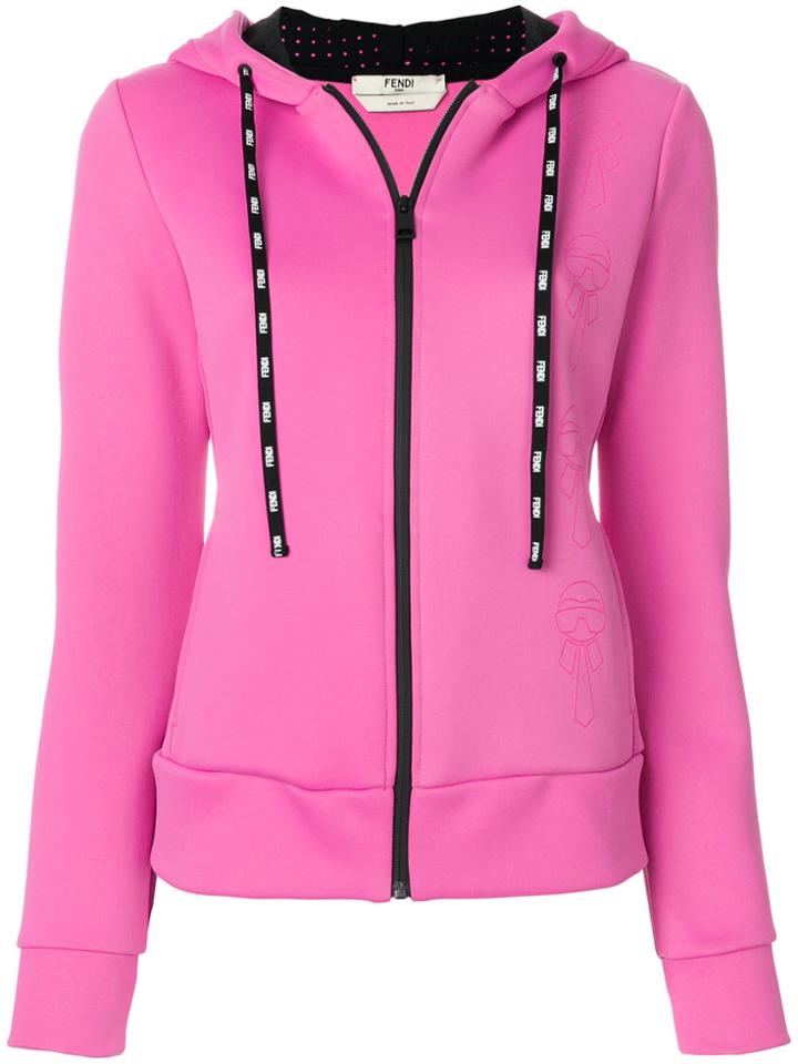 Fendi Karlito-appliqué Zip Jacket - Pink & Purple