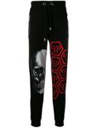 Philipp Plein Skull Rhinestone Track Pants - Black