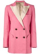 Blazé Milano - Contrast Lapel Blazer - Women - Silk/linen/flax/cupro/viscose - Ii, Pink/purple, Silk/linen/flax/cupro/viscose