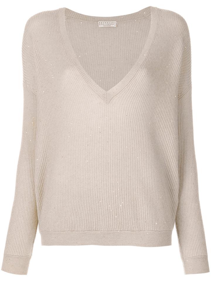 Brunello Cucinelli - Knitted Fitted Top - Women - Silk/polyamide/cashmere/wool - Xs, Nude/neutrals, Silk/polyamide/cashmere/wool