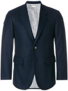 Thom Browne Solid Wool Flannel Wide Lapel Sport Coat - Blue