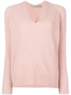 Vince Ribbed V-neck Sweater - Pink & Purple